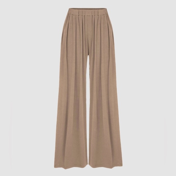Cider Rib Knit Pull On Wide Leg Pants with Pockets - Picture 1 of 9
